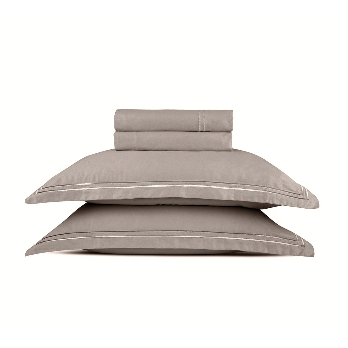 Sheet set cotton satin - Biarritz Taupe / Taupe