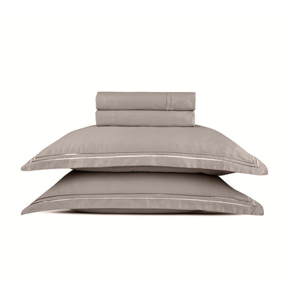 Sheet set cotton satin - Biarritz Taupe / Taupe