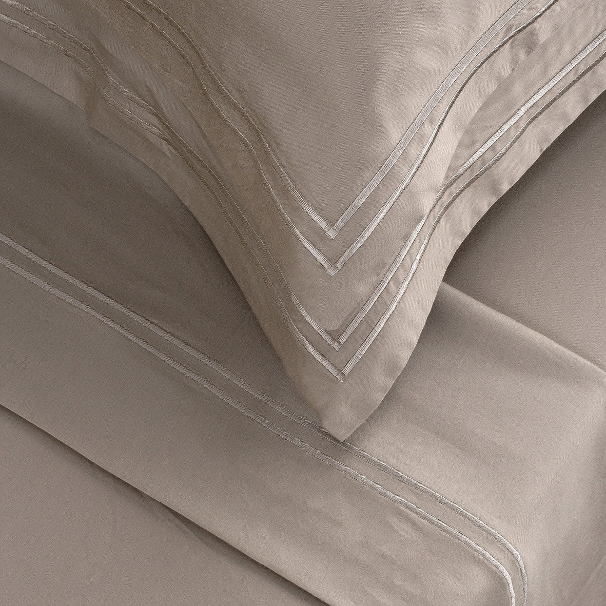 Sheet set cotton satin - Biarritz Taupe / Taupe