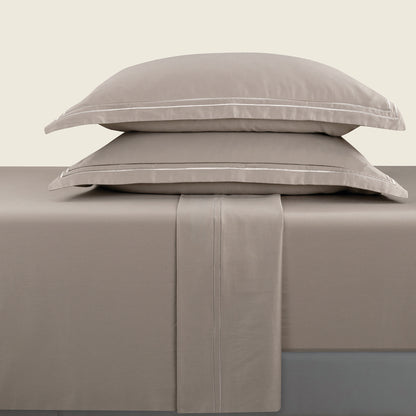 Sheet set cotton satin - Biarritz Taupe / Taupe