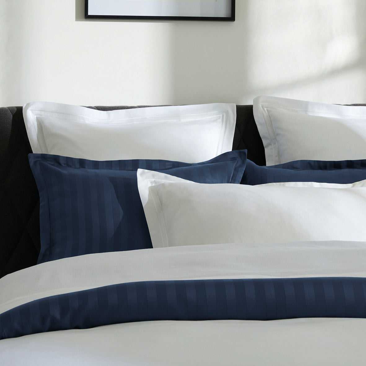 Duvet cover + pillowcase cotton satin - Biarritz White / White
