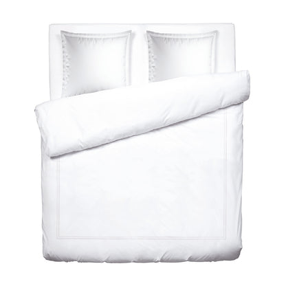 Duvet cover + pillowcase cotton satin - Biarritz White / White 260 x 240 cm + 2 x (63 x 63 cm)