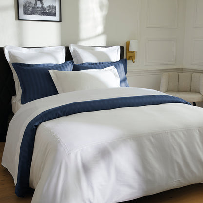Flat sheet cotton satin - Biarritz White / White