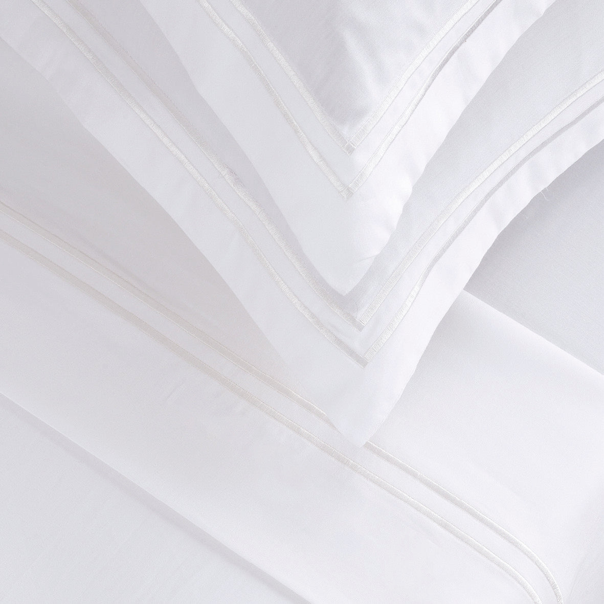 Sheet set cotton satin - Biarritz White / White