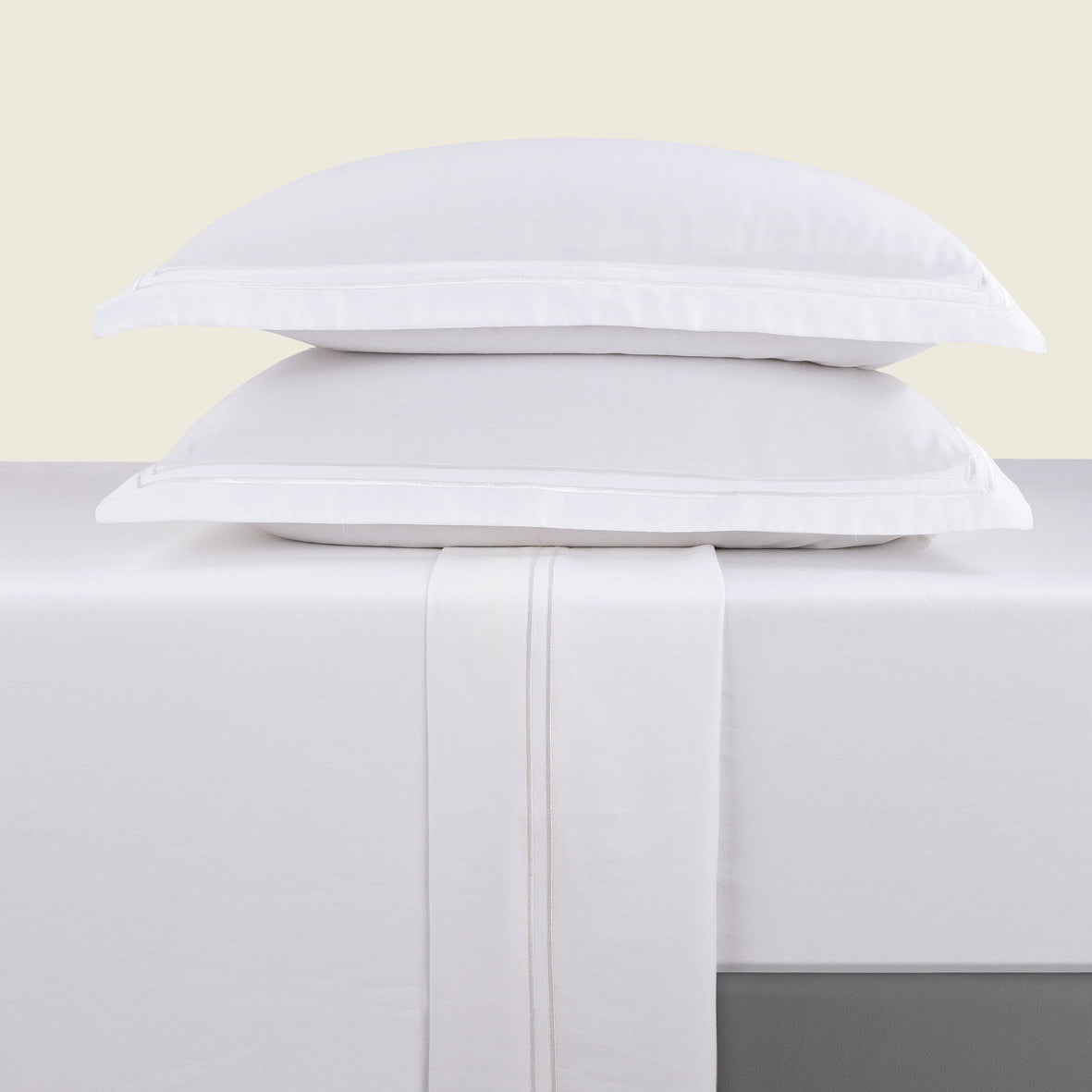 Sheet set cotton satin - Biarritz White / White