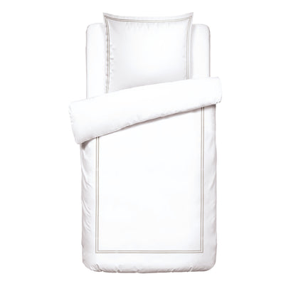 Duvet cover + pillowcase cotton satin - Biarritz Taupe / White