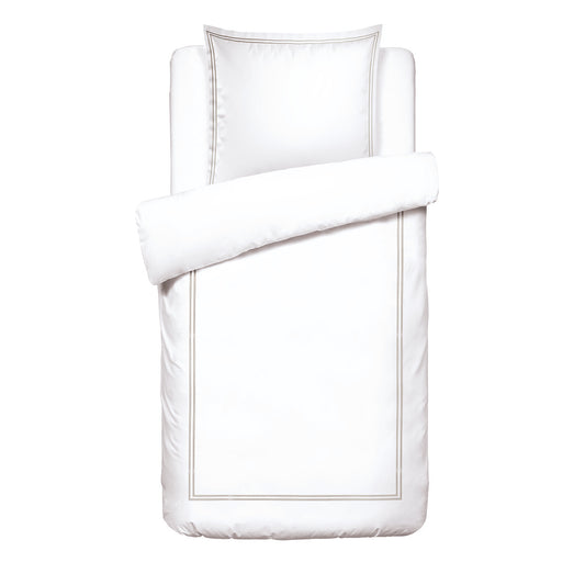 <p>Housse de couette + taie d'oreiller satin de coton - Biarritz Taupe / Blanc</p>