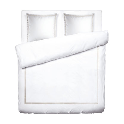 Duvet cover + pillowcase cotton satin - Biarritz Taupe / White 260 x 240 cm + 2 x (63 x 63 cm)