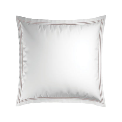 Pillowcase(s) cotton satin - Biarritz Taupe / White 2 x (63 x 63 cm)