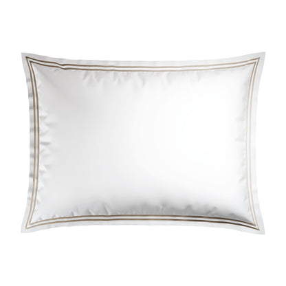 Pillowcase(s) cotton satin - Biarritz Taupe / White 2 x (50 x 70 cm)