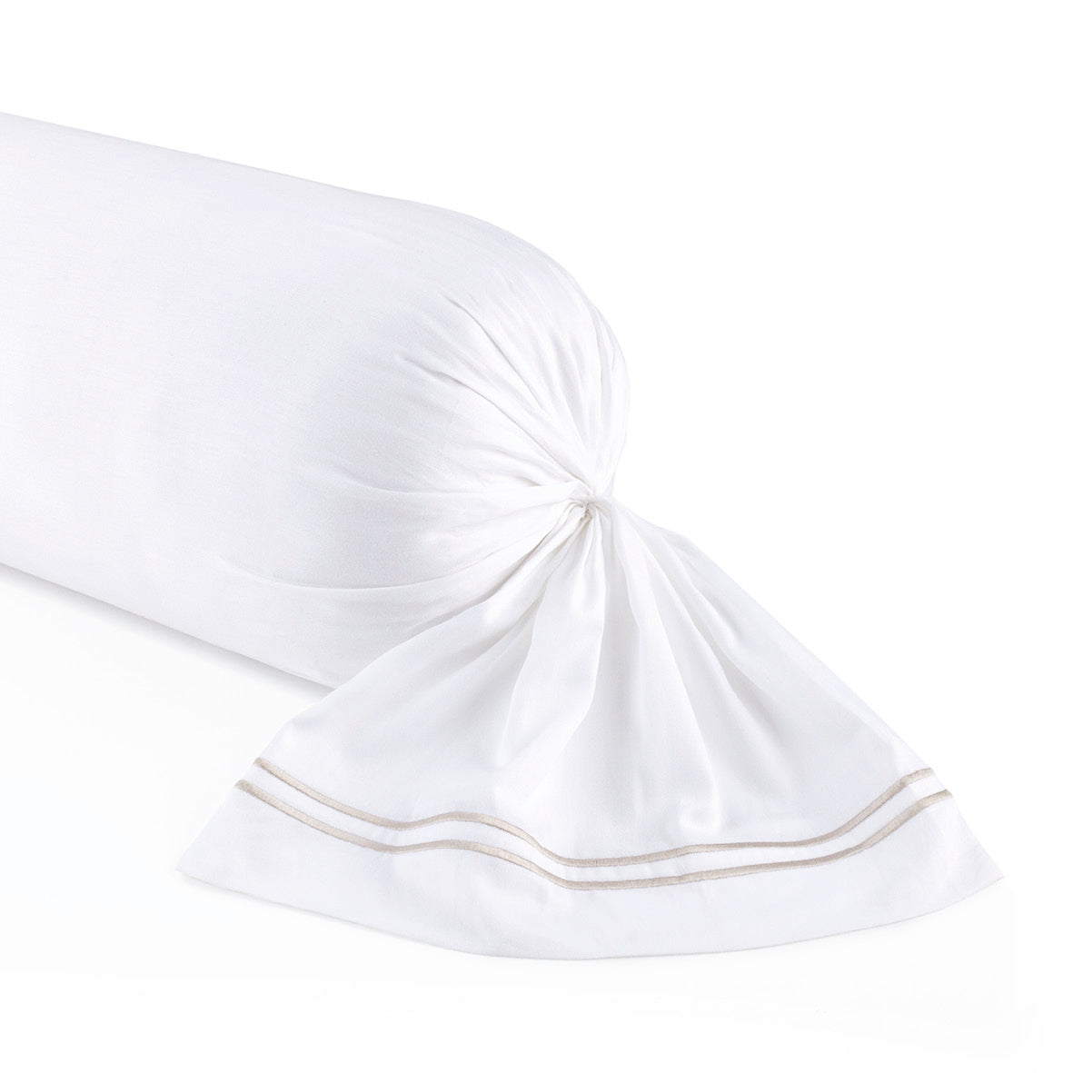 Pillowcase(s) cotton satin - Biarritz Taupe / White 43 x 210 cm