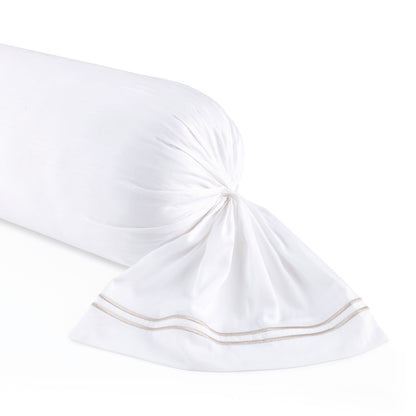 Pillowcase(s) cotton satin - Biarritz Taupe / White 43 x 210 cm
