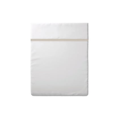 Flat sheet cotton satin - Biarritz Taupe / White 240 x 300 cm