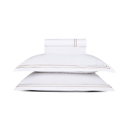 Sheet set cotton satin - Biarritz Taupe / White