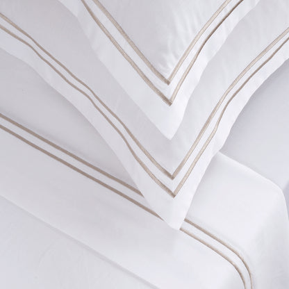 Sheet set cotton satin - Biarritz Taupe / White