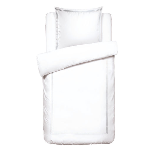 <p>Housse de couette + taie d'oreiller satin de coton - Biarritz Grey / Blanc</p>