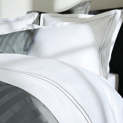 Duvet cover + pillowcase cotton satin - Biarritz Grey / White