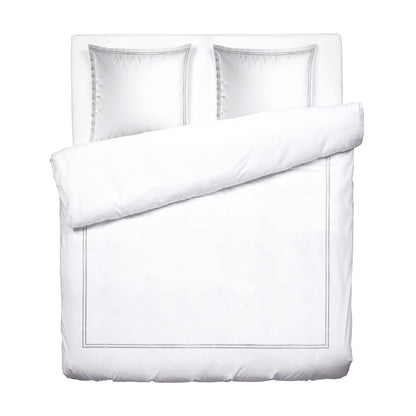 Duvet cover + pillowcase cotton satin - Biarritz Grey / White 260 x 240 cm + 2 x (63 x 63 cm)