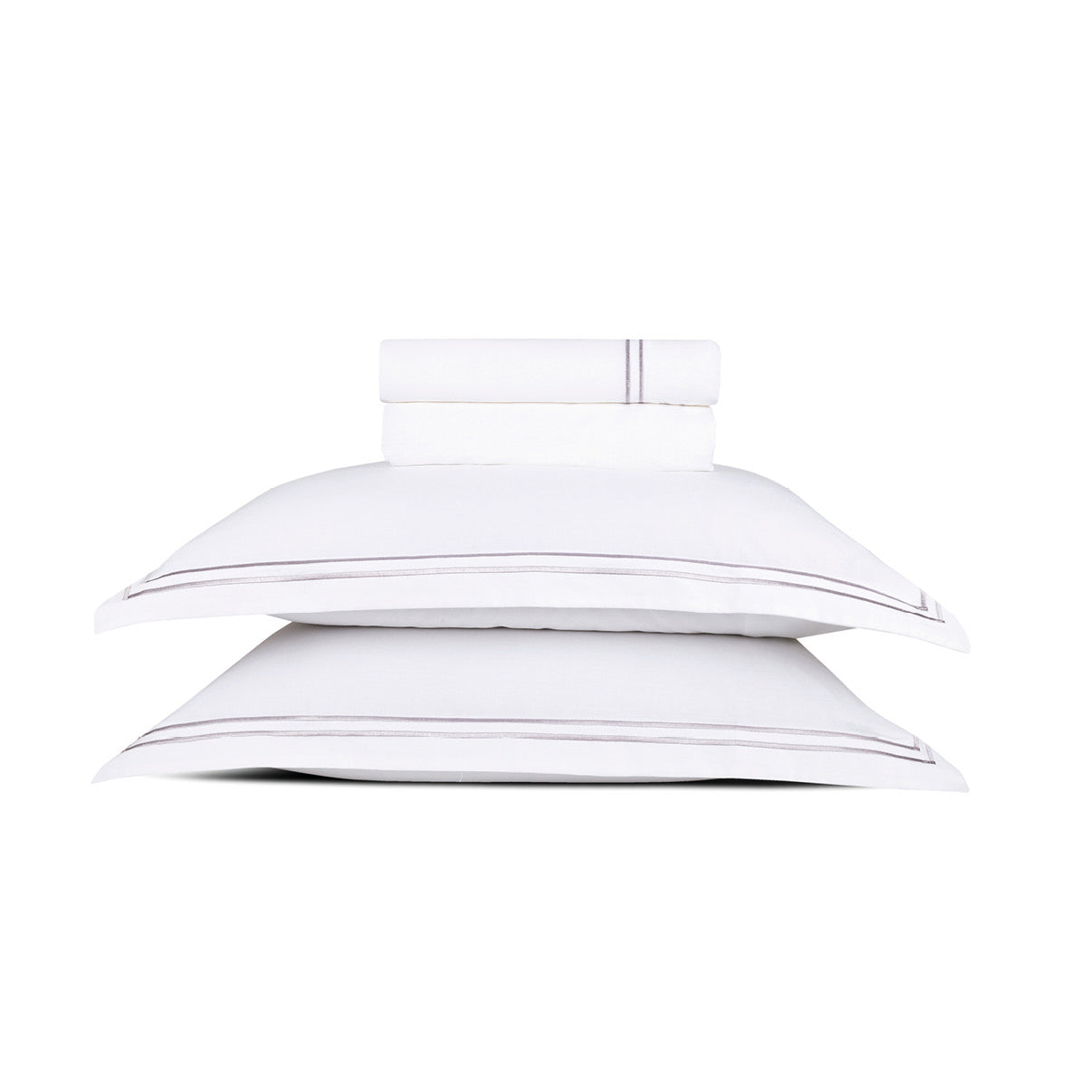 Sheet set cotton satin - Biarritz Grey / White