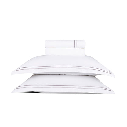 Sheet set cotton satin - Biarritz Grey / White