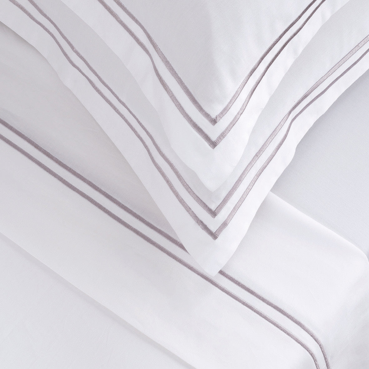 Sheet set cotton satin - Biarritz Grey / White