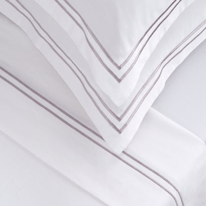 Sheet set cotton satin - Biarritz Grey / White