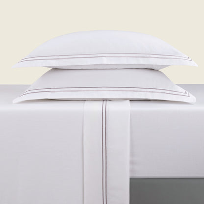 Sheet set cotton satin - Biarritz Grey / White