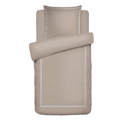 Duvet cover + pillowcase cotton satin - Biarritz White / Taupe