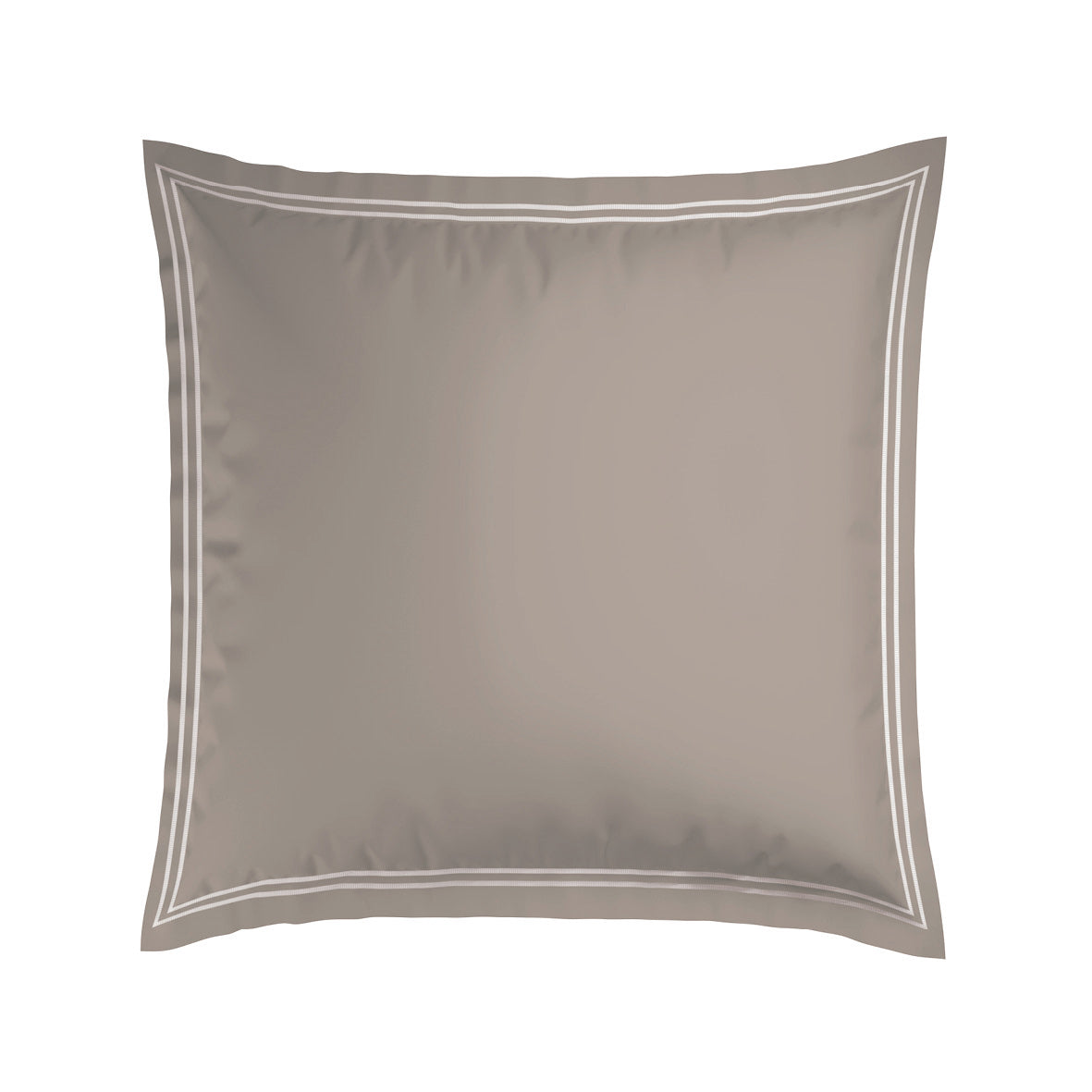 Pillowcase(s) cotton satin - Biarritz White / Taupe 2 x (63 x 63 cm)