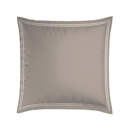 <p>Taie(s) d'oreiller satin de coton - Biarritz Blanc / Taupe</p>