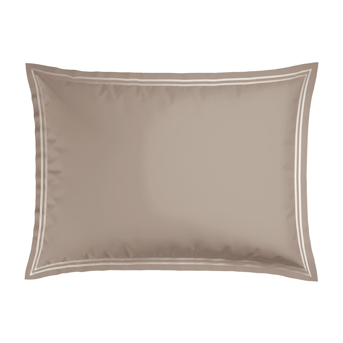 Pillowcase(s) cotton satin - Biarritz White / Taupe 2 x (50 x 70 cm)