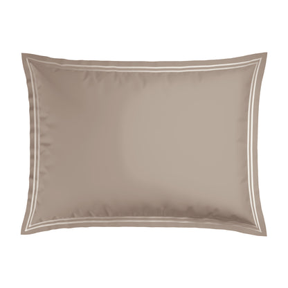 Pillowcase(s) cotton satin - Biarritz White / Taupe 2 x (50 x 70 cm)