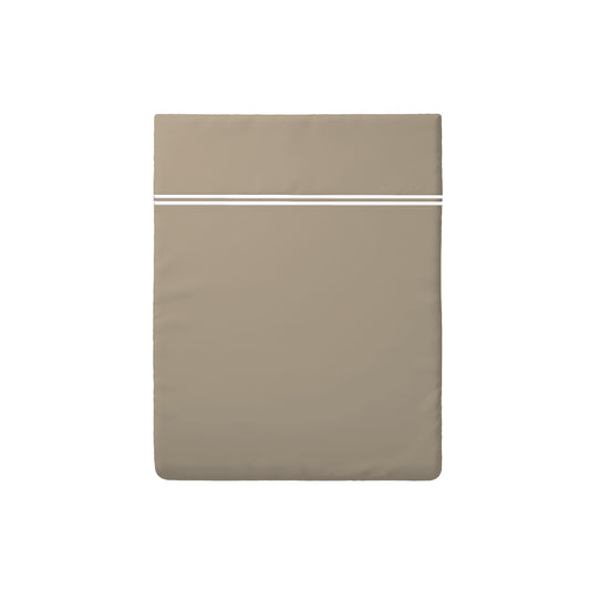 <p>Drap plat satin de coton - Biarritz Blanc / Taupe</p>
