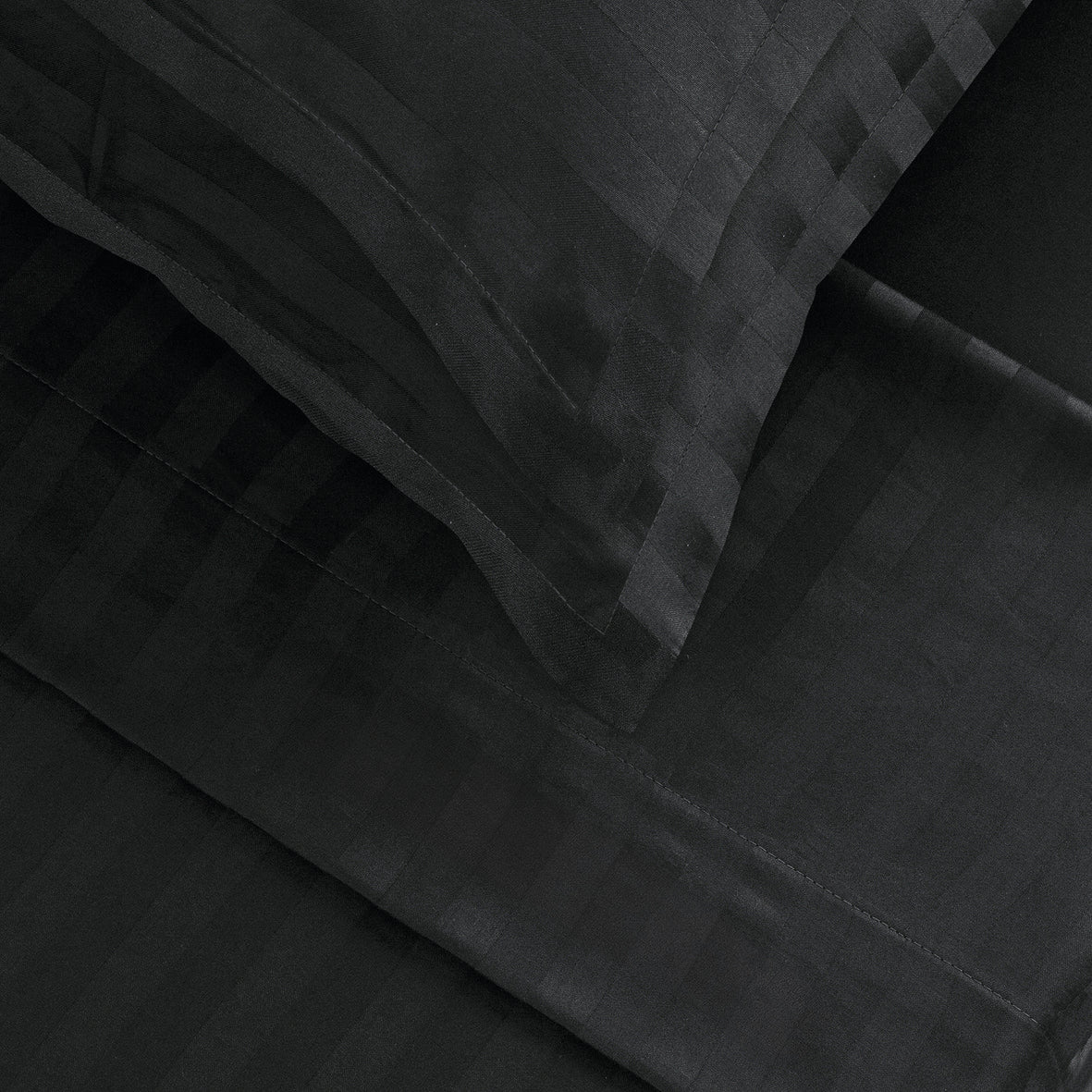 Duvet cover + pillowcase cotton satin dobby stripe woven - Black