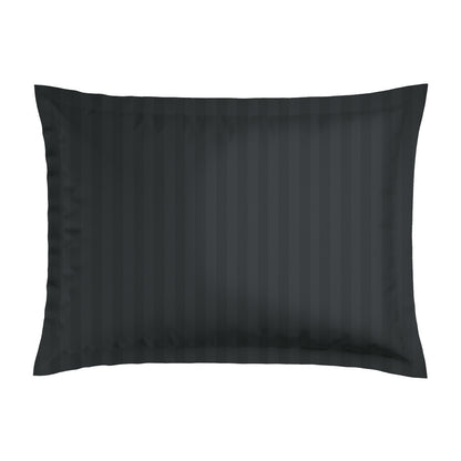 Pillowcase(s) cotton satin dobby stripe woven - Black 2 x (50 x 70 cm)