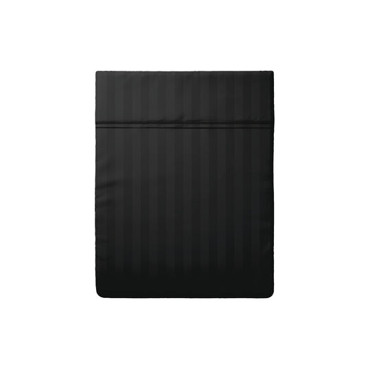 <p>Drap plat satin de coton dobby stripe - Noir</p>