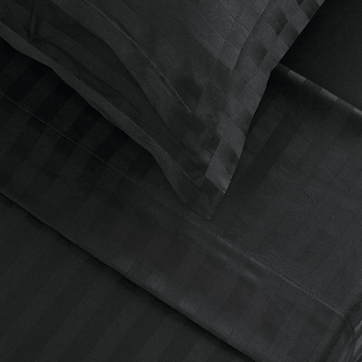 Flat sheet cotton satin dobby stripe woven - Black