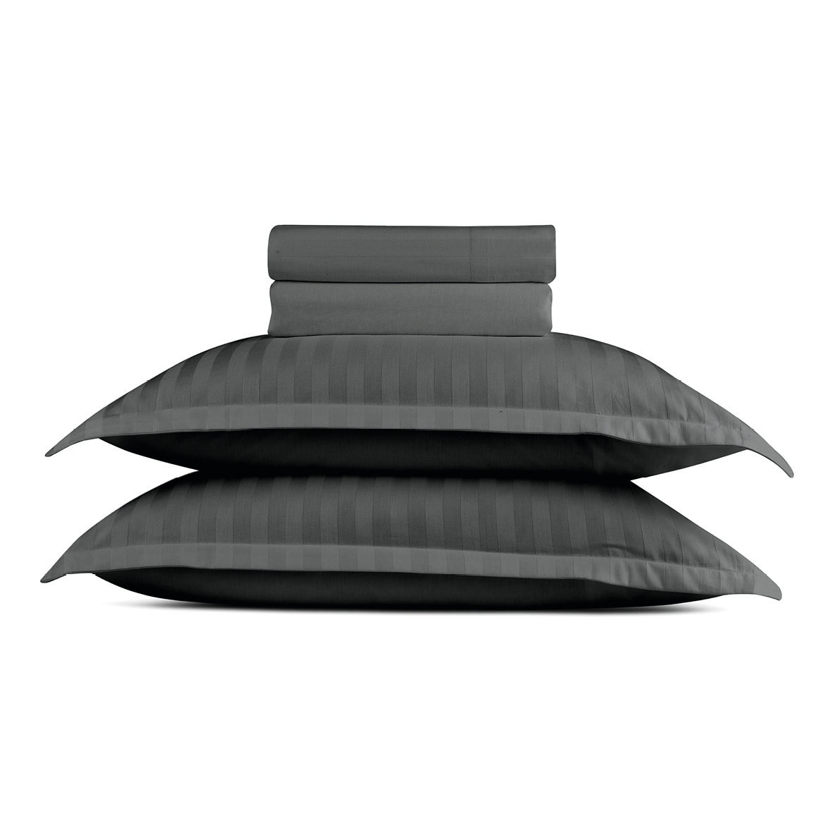 Sheet set cotton satin dobby stripe woven - Black