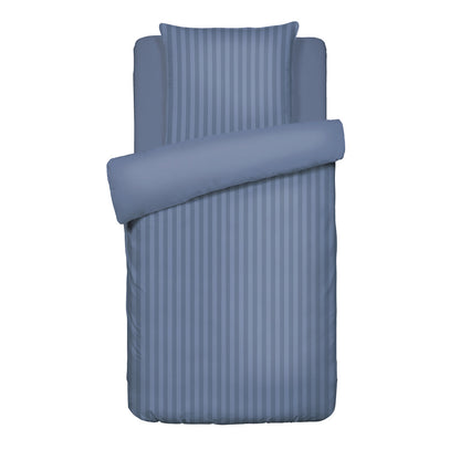 Duvet cover + pillowcase cotton satin dobby stripe woven - Blue
