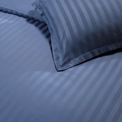 Duvet cover + pillowcase cotton satin dobby stripe woven - Blue