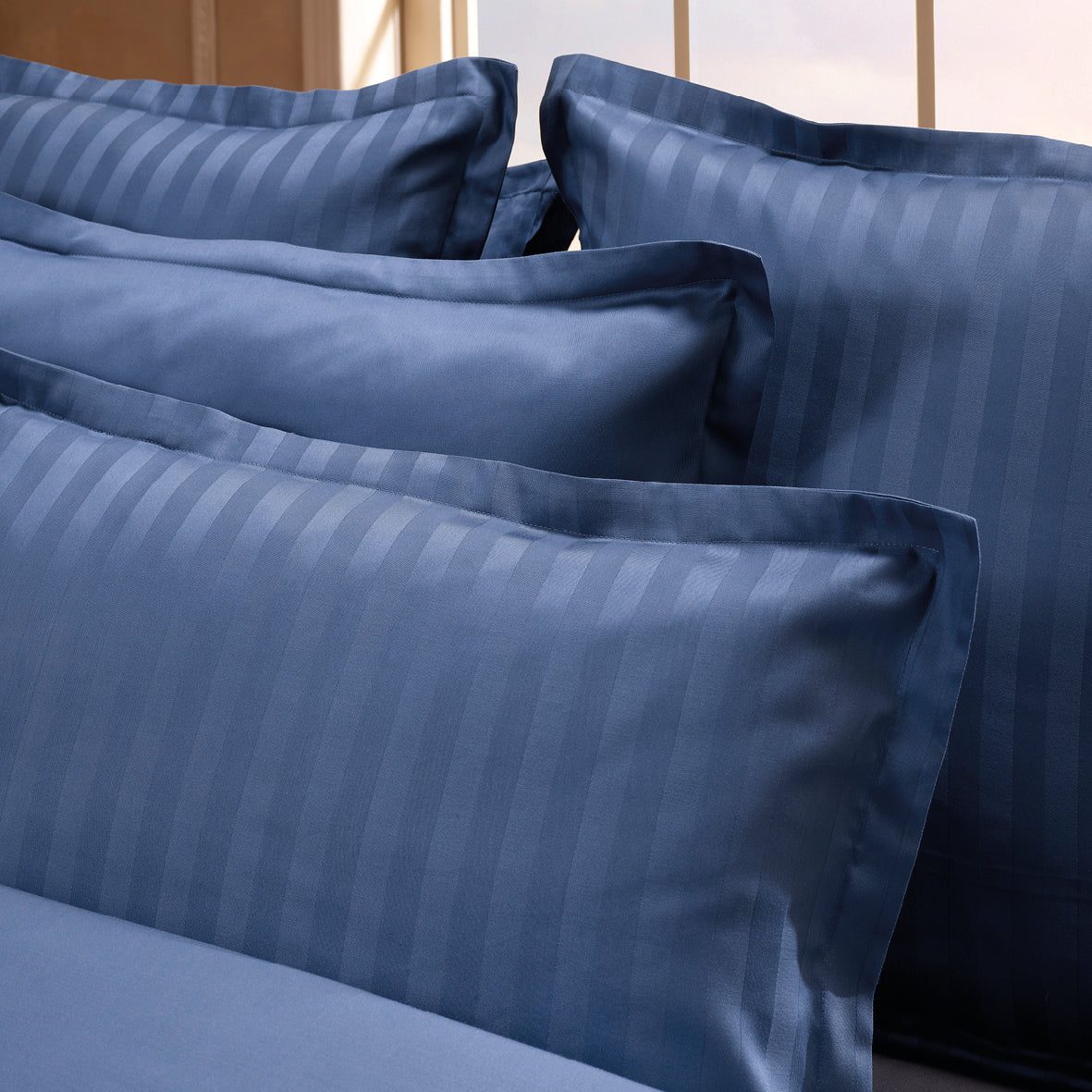 Pillowcase(s) cotton satin dobby stripe woven - Blue