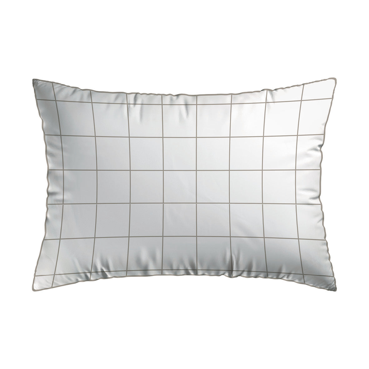 Pillowcase(s) cotton satin - Simples carreaux White / Taupe 2 x (50 x 70 cm)