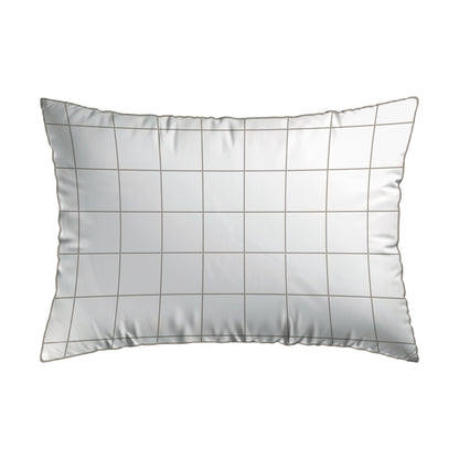 Pillowcase(s) cotton satin - Simples carreaux White / Taupe 2 x (50 x 70 cm)