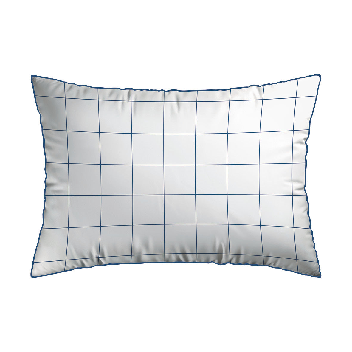 Pillowcase(s) cotton satin - Simples carreaux White / Blue 2 x (50 x 70 cm)