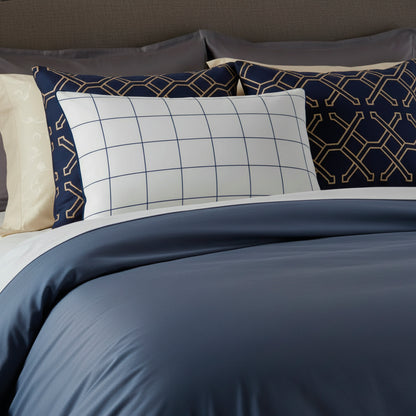 Pillowcase(s) cotton satin - Simples carreaux White / Blue