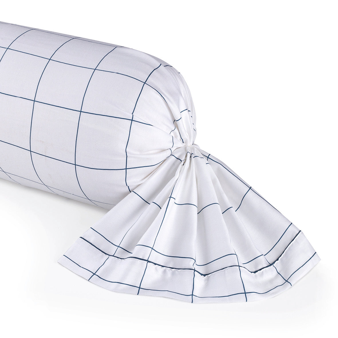 Pillowcase(s) cotton satin - Simples carreaux White / Blue 43 x 210 cm