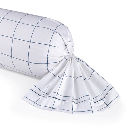 Pillowcase(s) cotton satin - Simples carreaux White / Blue 43 x 210 cm