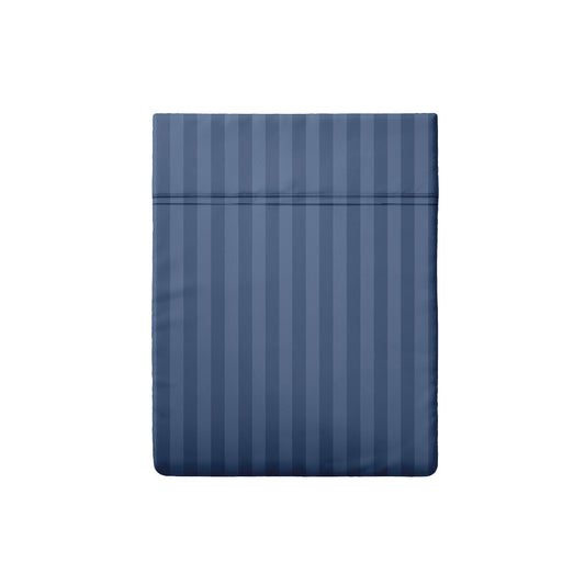 <p>Drap plat satin de coton dobby stripe -  Bleu</p>