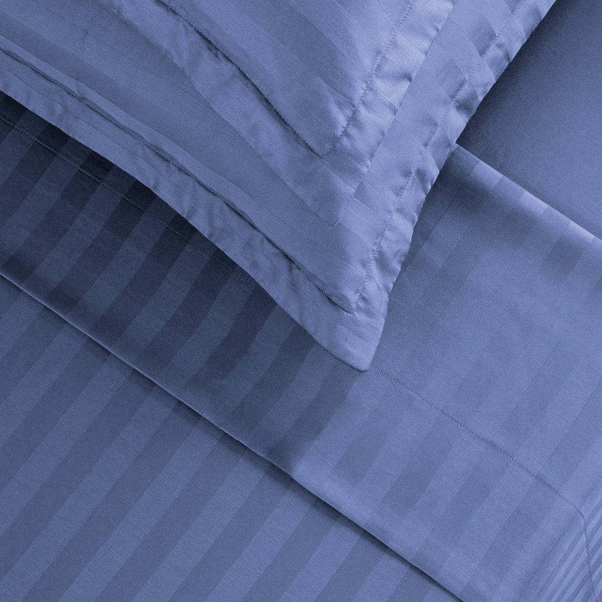 Flat sheet cotton satin dobby stripe woven - Blue