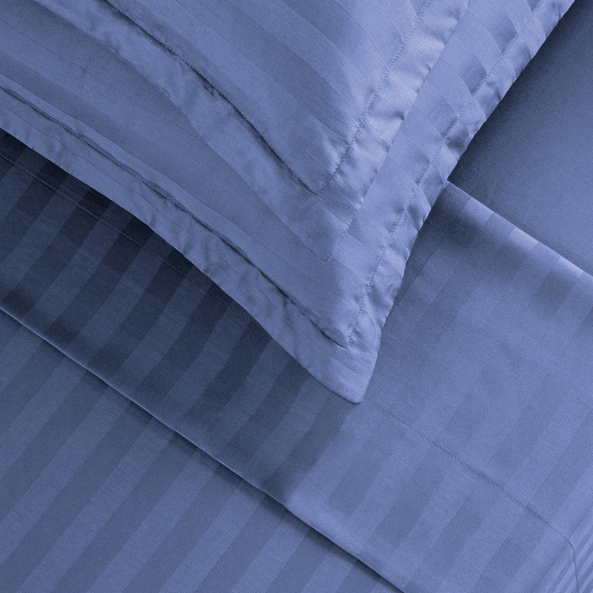 Sheet set cotton satin dobby stripe woven - Blue
